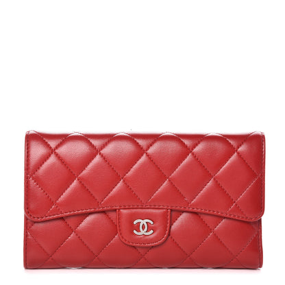 Chanel Lambskin Quilted Large Flap Wallet Red 1 of 18