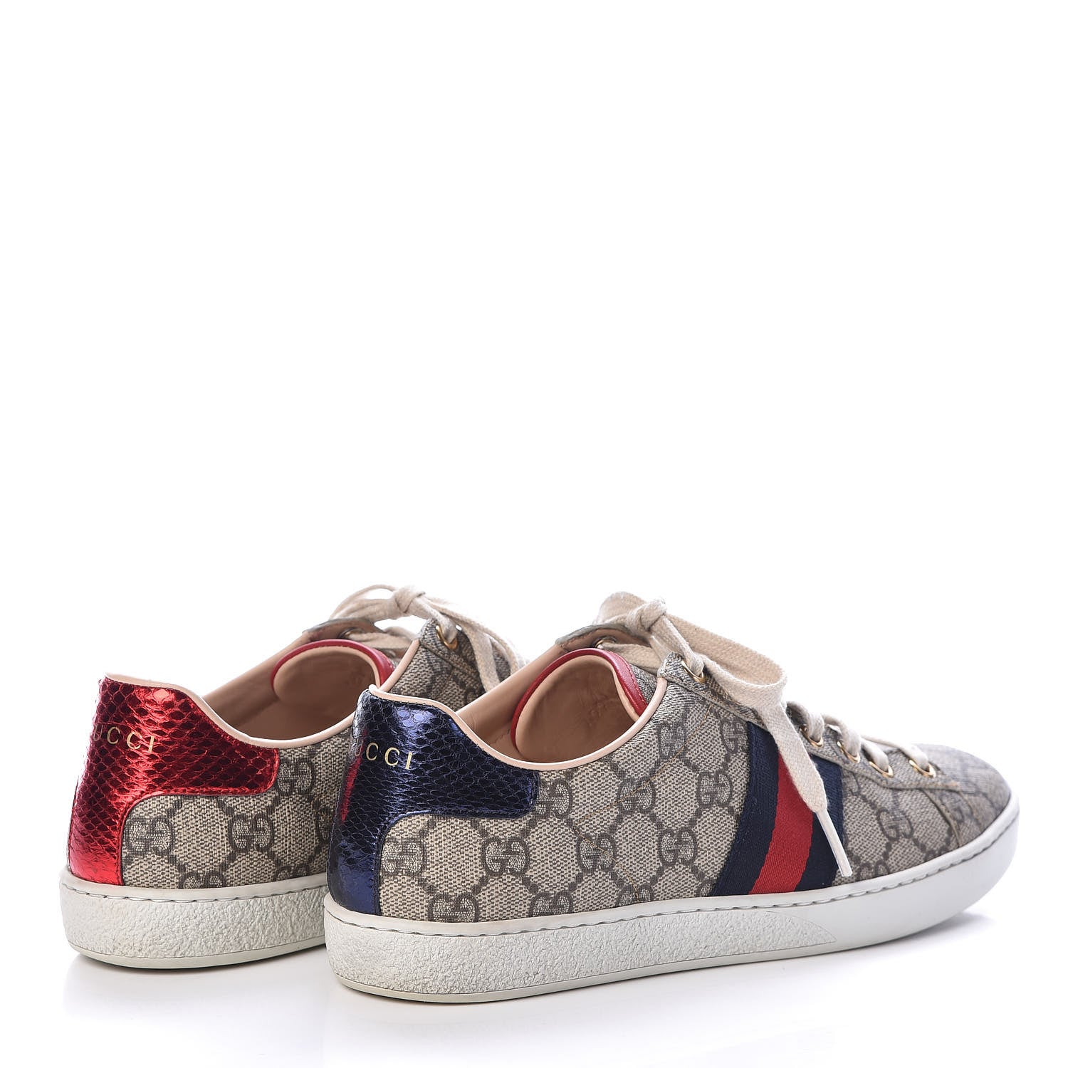 Gucci GG Supreme Monogram Womens Ace Low-Top Sneaker 38 Beige 4 of 8
