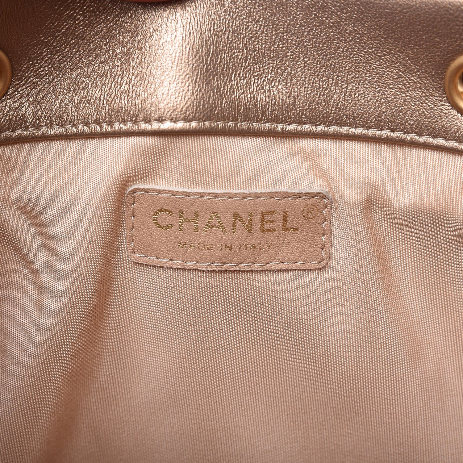 Chanel Metallic Lambskin Coco Pleats Drawstring Bag Gold 6 of 7