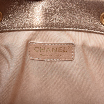 Chanel Metallic Lambskin Coco Pleats Drawstring Bag Gold 6 of 7