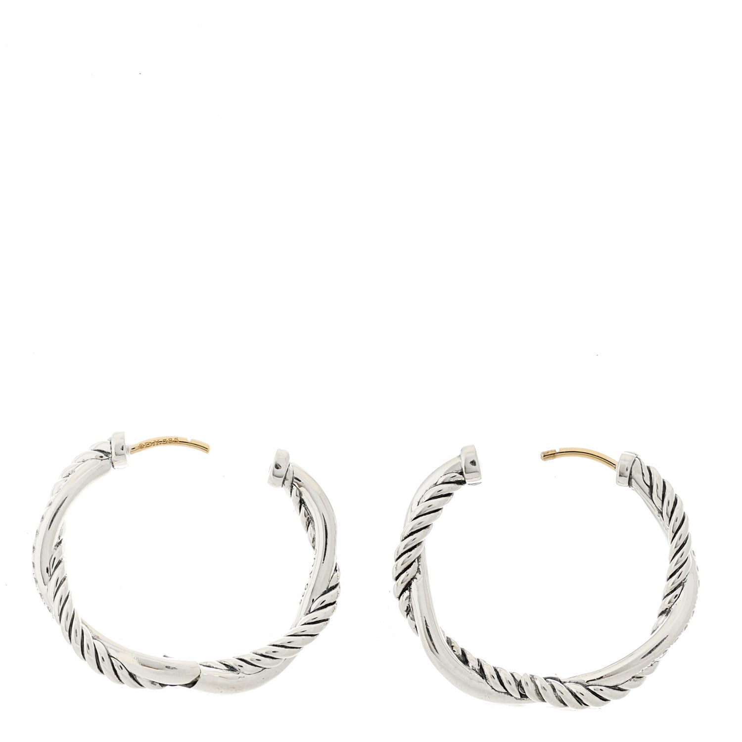 David Yurman Sterling Silver Diamond Petite Infinity Hoop Earrings 4 of 4