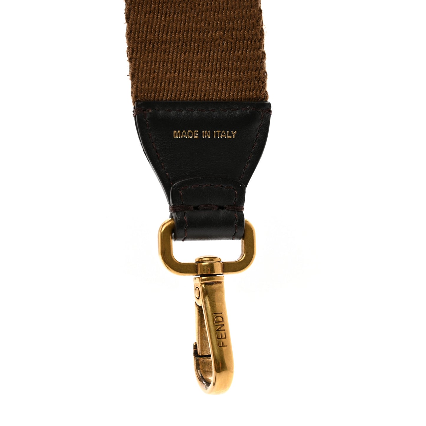 Ribbon Vitello Century FF 1974 Flat Studded Strap You Fango Marrone Ebano