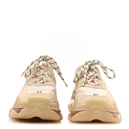 Balenciaga Fabric Mesh Clear Sole Womens Triple S Sneakers 37 Nude 3 of 7