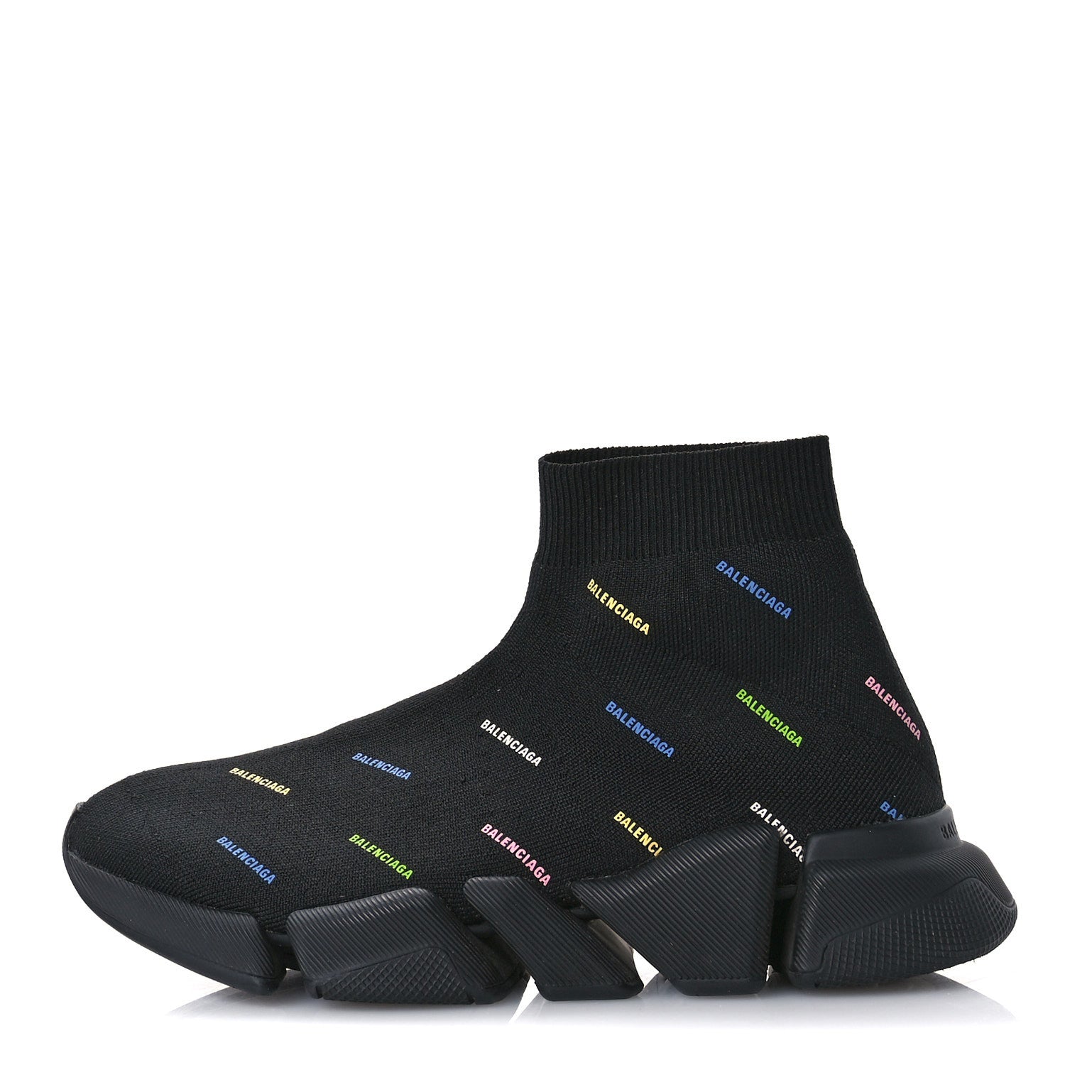 Balenciaga Technical 3D Recycled Knit Womens Speed 2.0 Sneakers 37 Black Multicolor 1 of 10