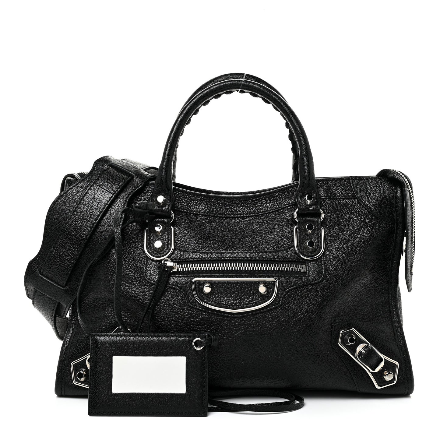 Chevre Silver Metallic Edge Hardware S City Black