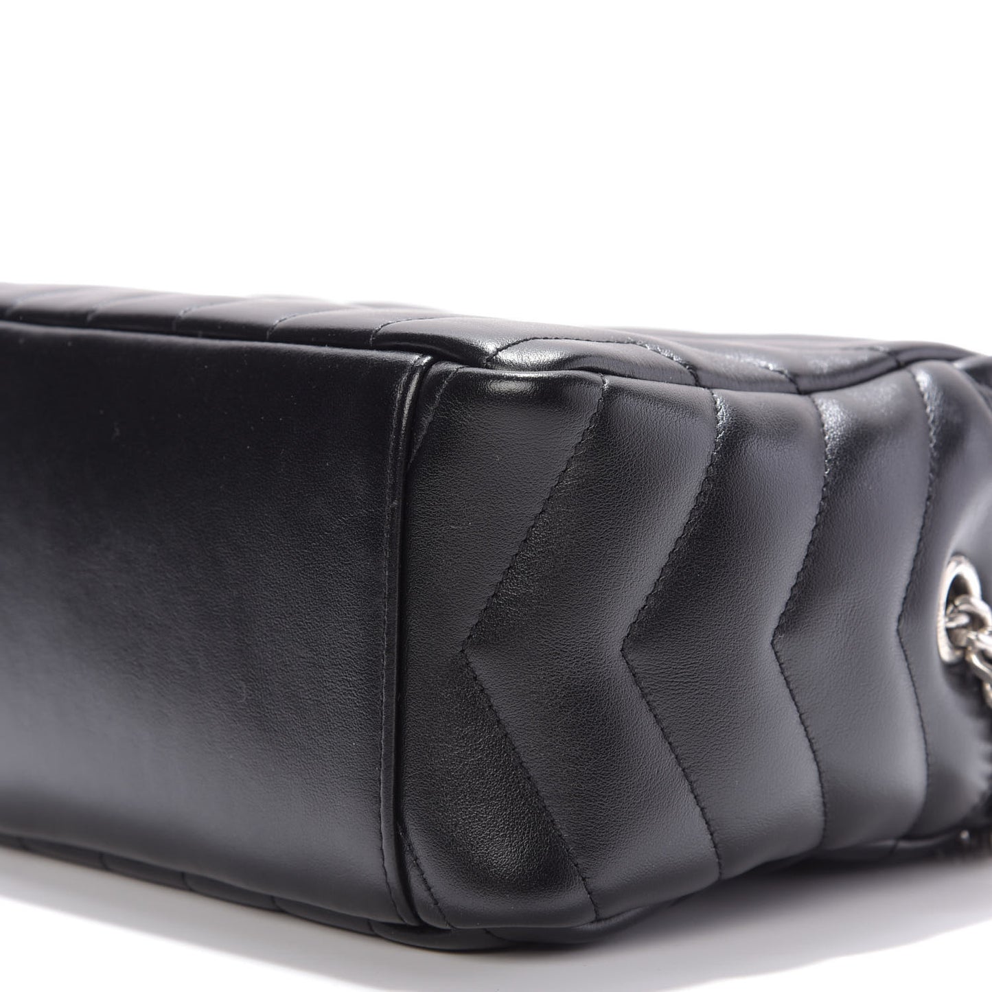 Calfskin Y Quilted Monogram Small Loulou Bowling Bag Black