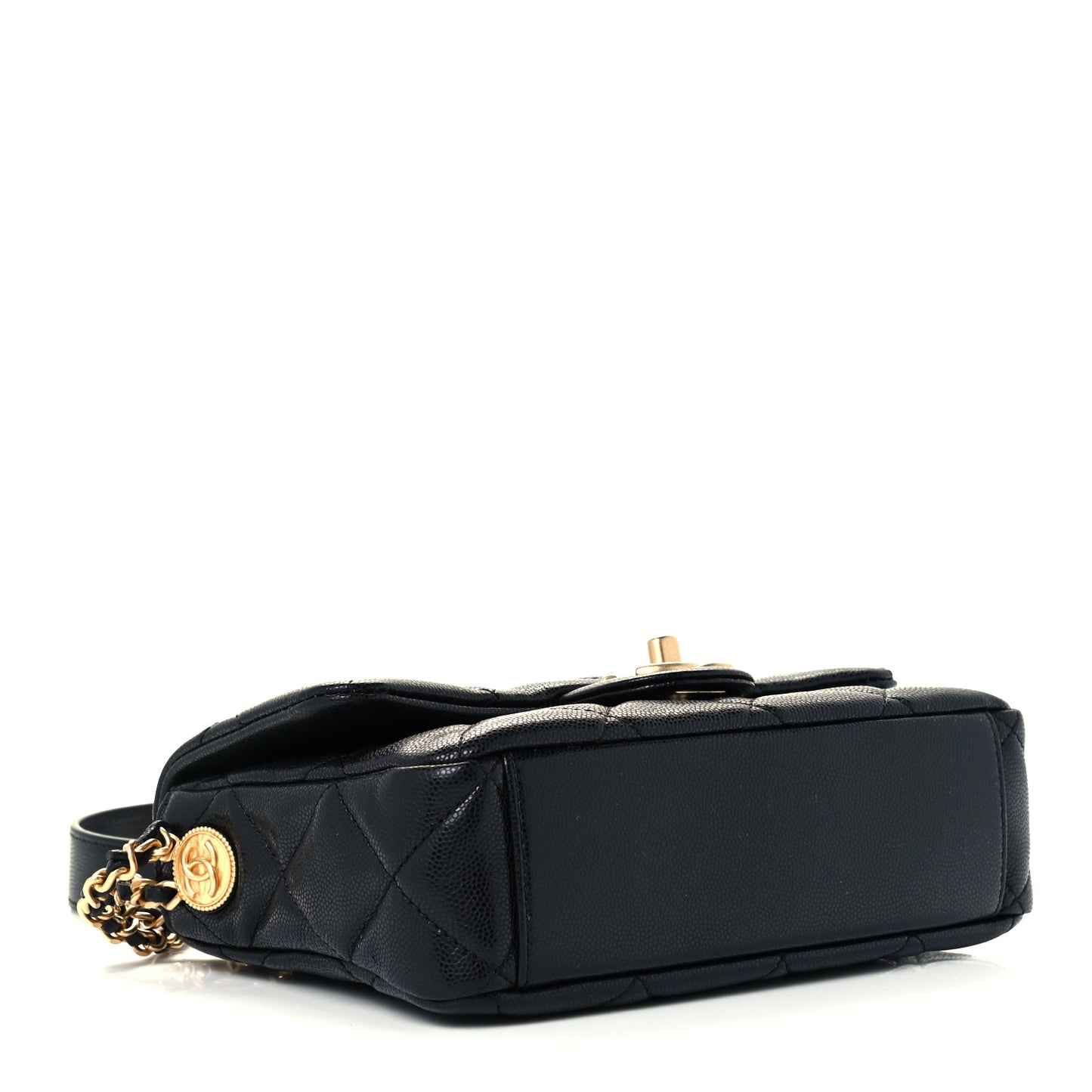 Caviar Quilted Small Twist Your Buttons Flap Black