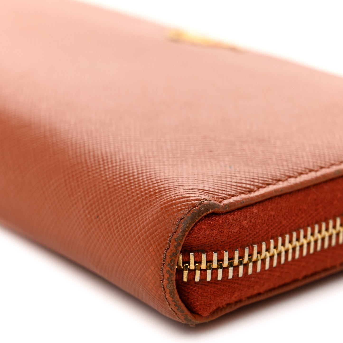 Saffiano Metal Zip Around Wallet Rame
