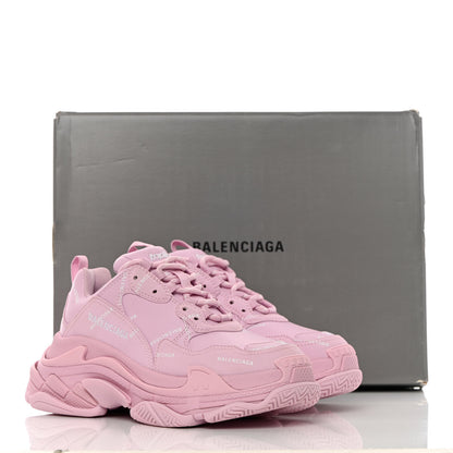 Balenciaga Technical Fabric Mesh Allover Logo Womens Triple S Sneakers 37 Pink White 9 of 9