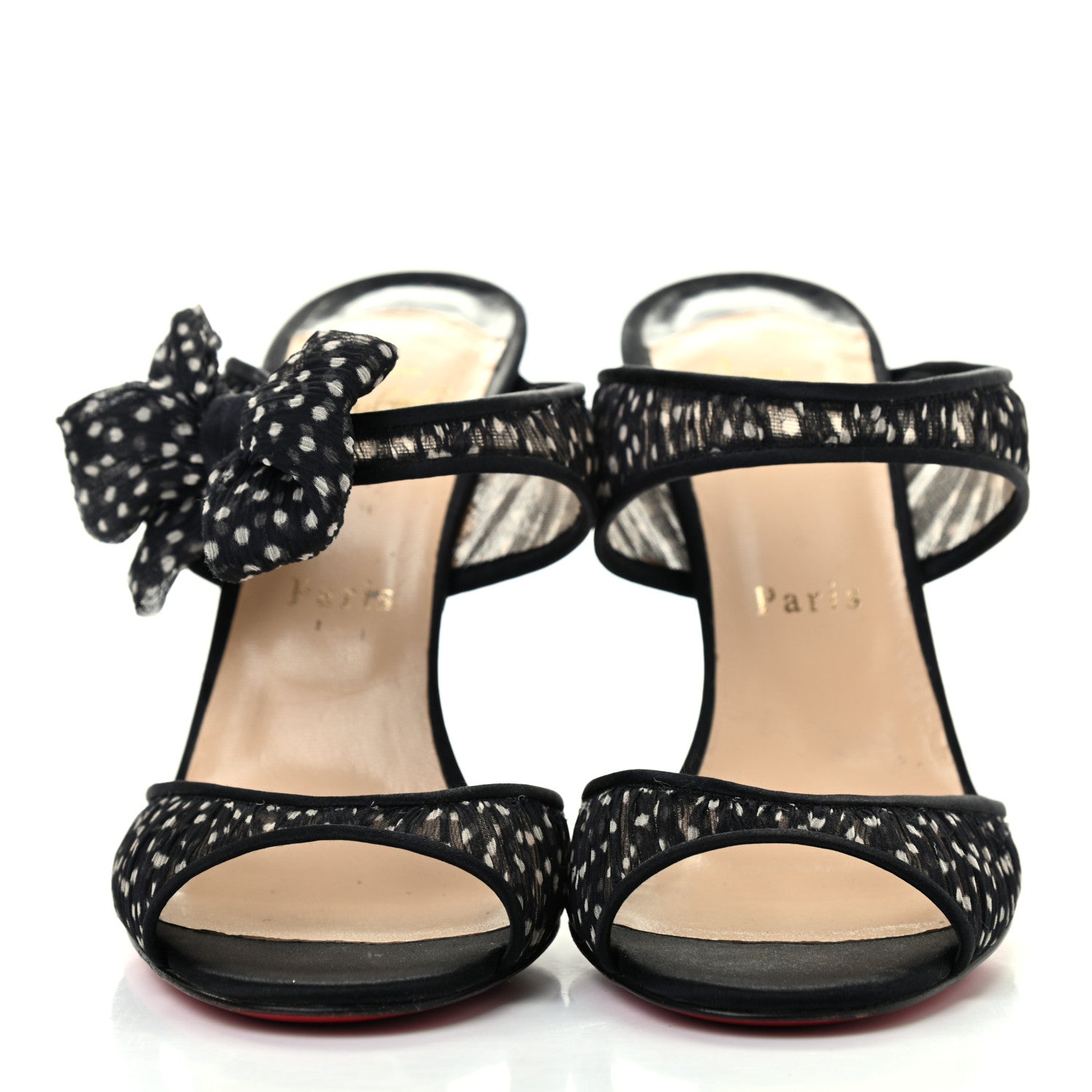 Christian Louboutin Crepe Satin Chiffon Miss Chief 100 Pumps 38 Black 2 of 8