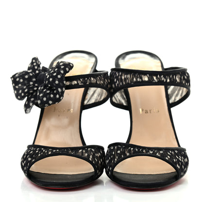 Christian Louboutin Crepe Satin Chiffon Miss Chief 100 Pumps 38 Black 2 of 8
