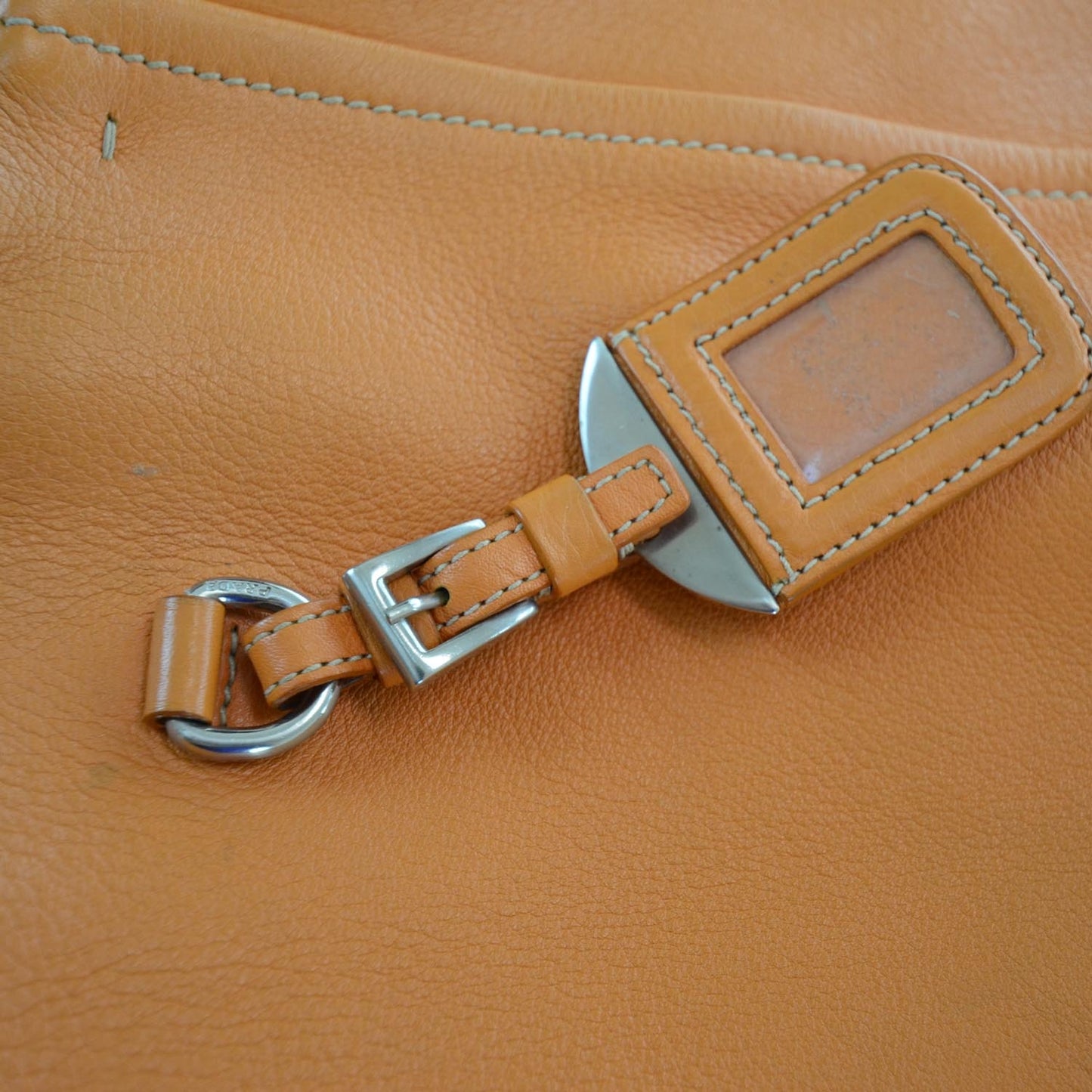 Vitello Daino Leather Tote Orange