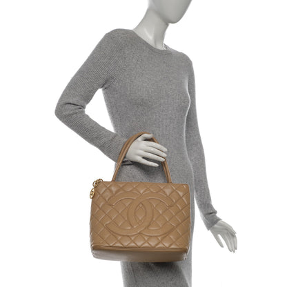 Chanel Caviar Quilted Medallion Tote Beige 2 of 10