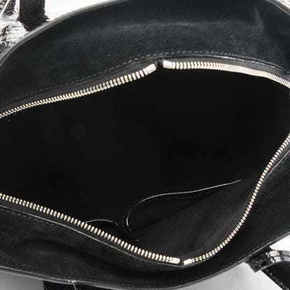 Alexander McQueen Patent Small Eyelet Padlock Skull Tote Black 5 of 7