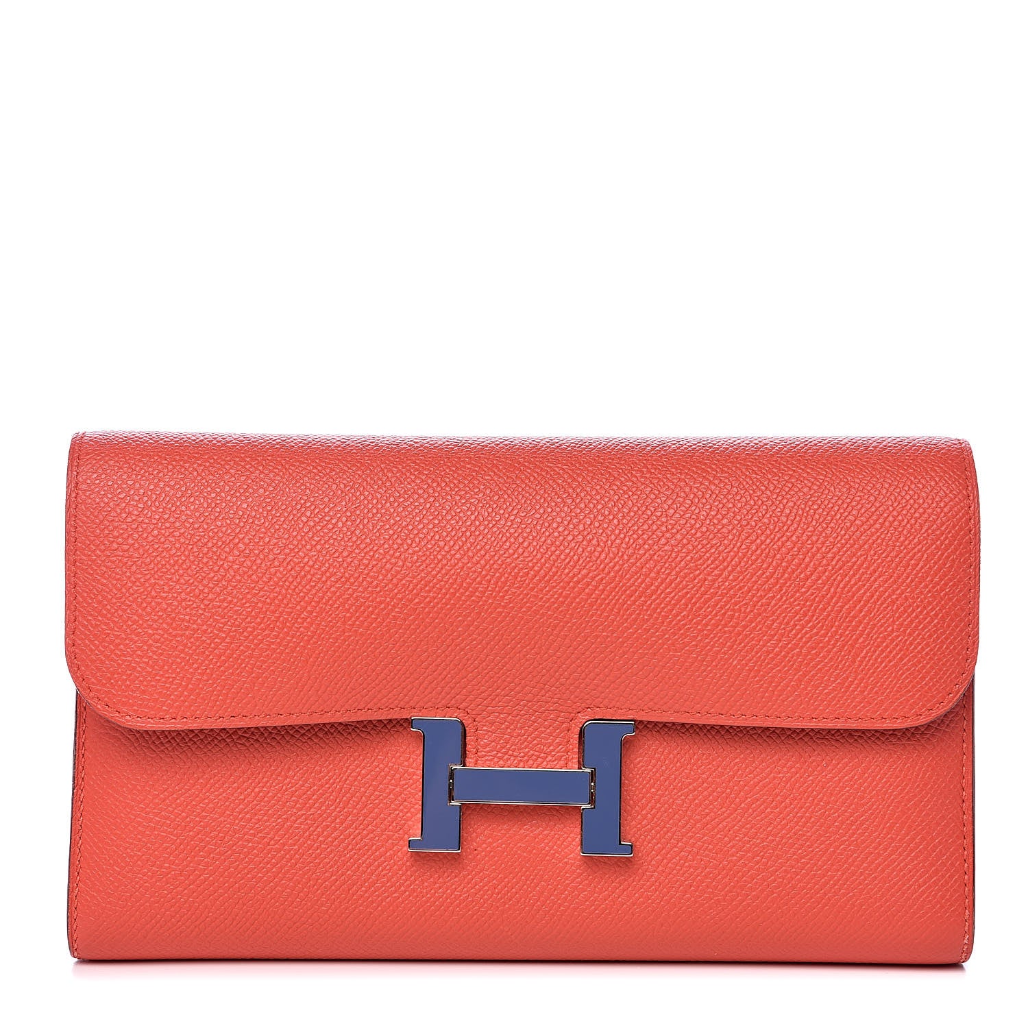Hermes Epsom Enamel Constance Long Wallet Capucine Brighton Bleu 1 of 15