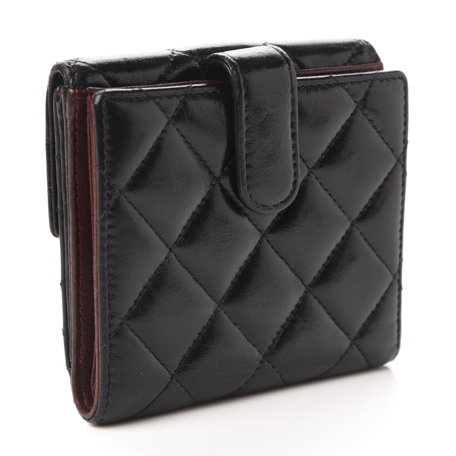 Chanel Lambskin Quilted Compact French Flap Wallet Black 3 of 10