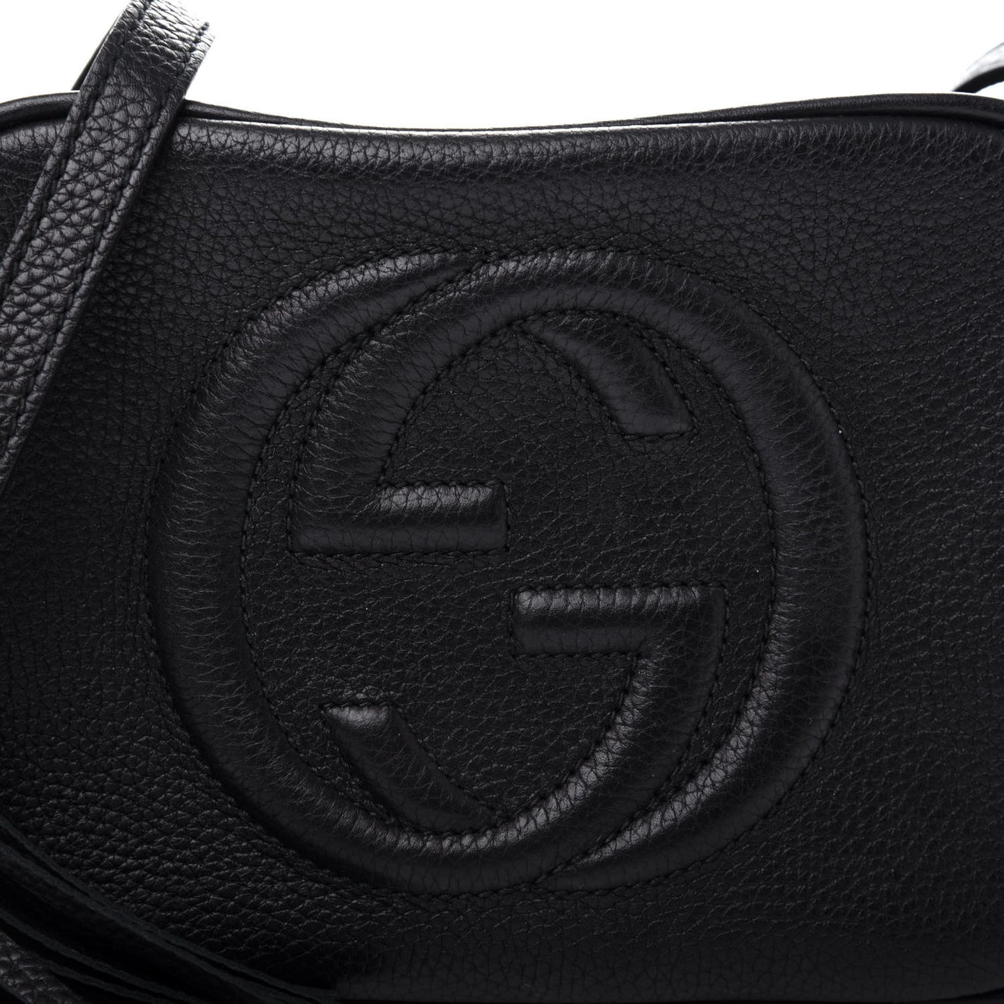 Pebbled Calfskin Small Soho Disco Bag Black