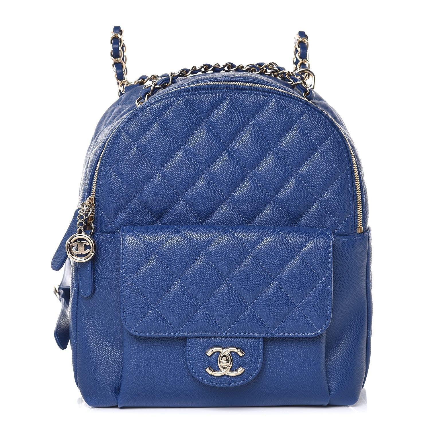 Chanel Caviar Quilted Large CC Day Backpack Blue 1 of 9