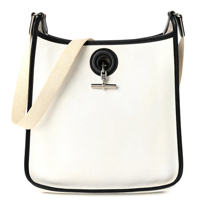 Hermes Taurillon Clemence Vespa PM White Black 1 of 10