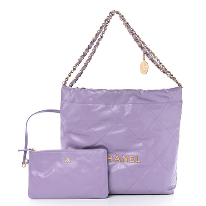 Chanel Shiny Calfskin Quilted Small Chanel 22 Light Purple 3 of 11