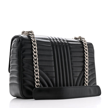 Prada Soft Calfskin Impunture Diagramme Large Chain Flap Shoulder Bag Black 3 of 12