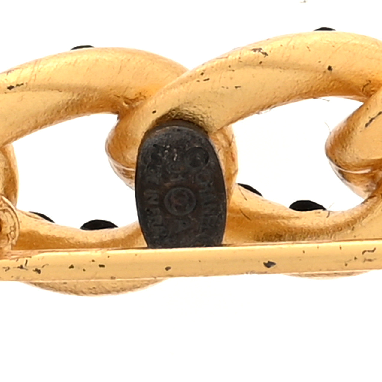 Chanel Metal Crystal CC Link Chain Brooch Gold Black 3 of 3