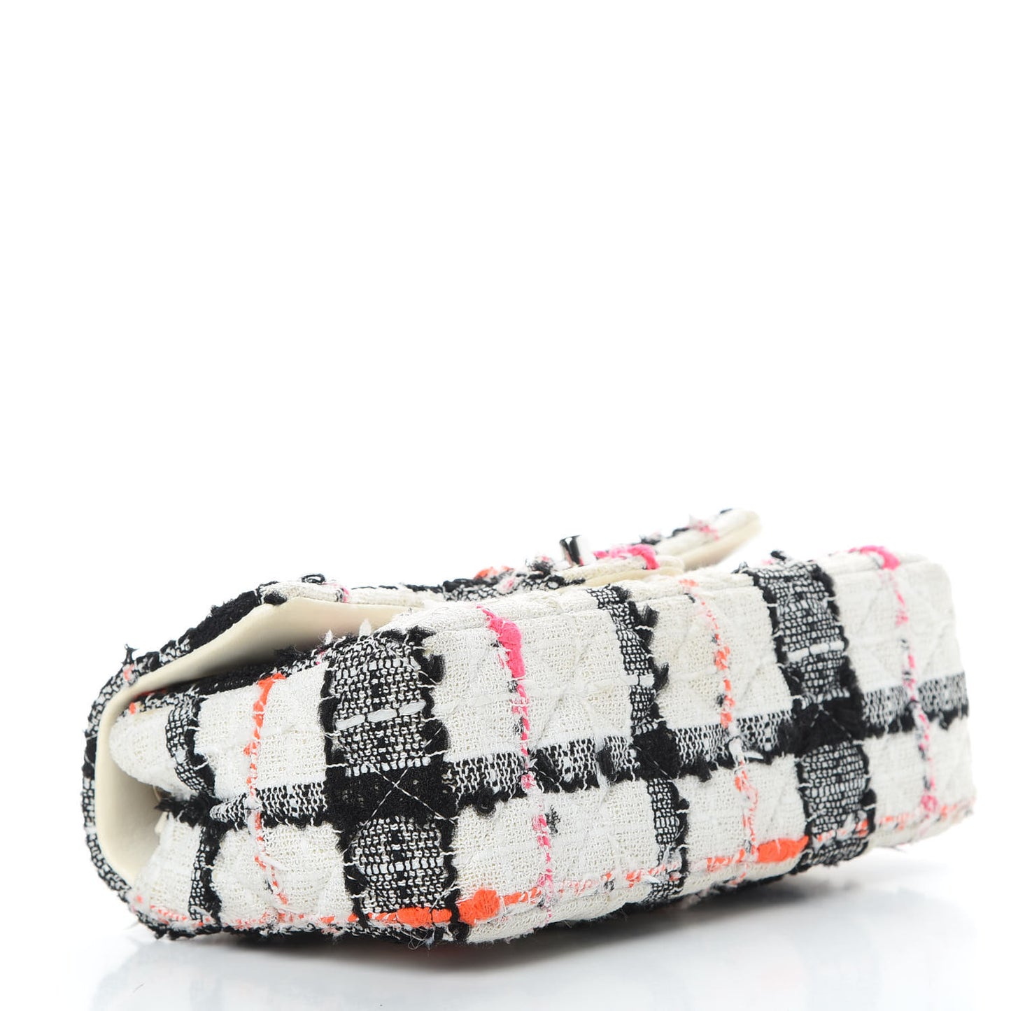 Tweed Quilted Mini Rectangular Flap Black White Pink
