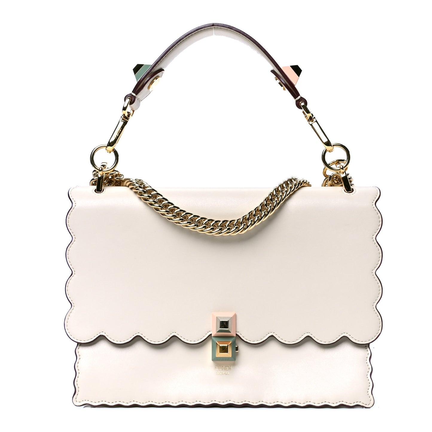 Vitello Liberty Scalloped Studded Kan I Shoulder Bag Camelia