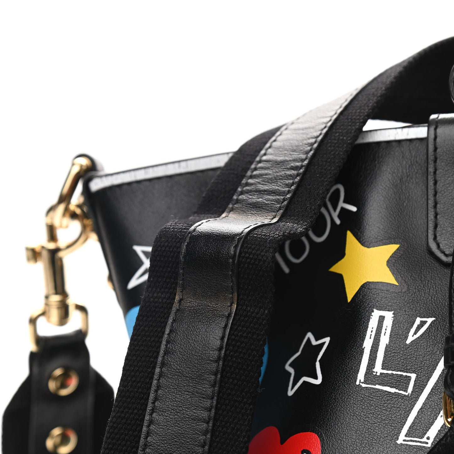 Calfskin Graffiti Printed Beatrice Tote Black