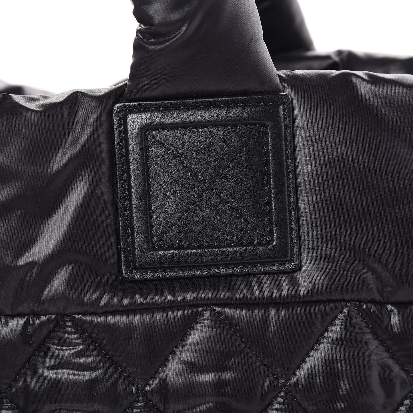 Nylon Quilted Small Coco Cocoon Reversible Tote Black