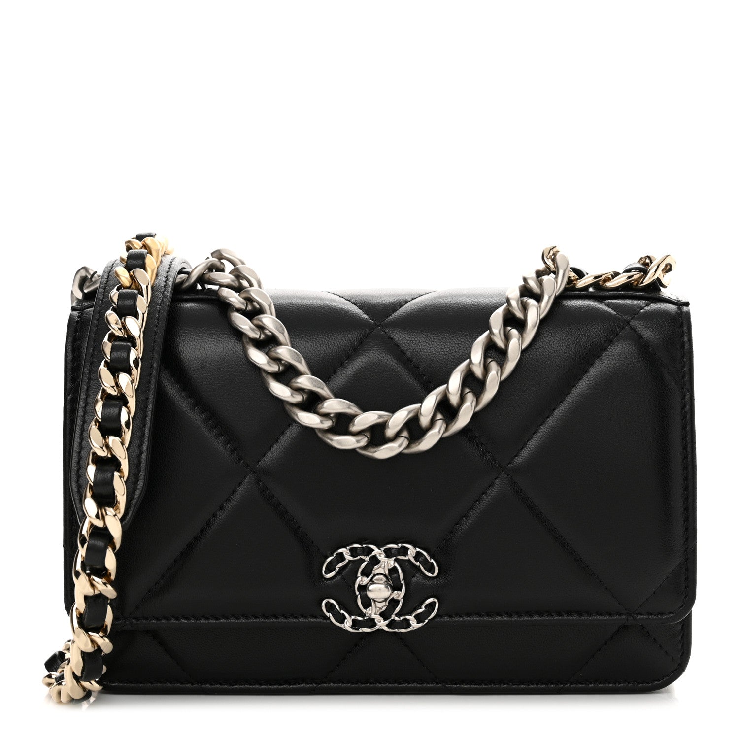 Chanel Lambskin Quilted Chanel 19 Wallet On Chain WOC 1 of 14