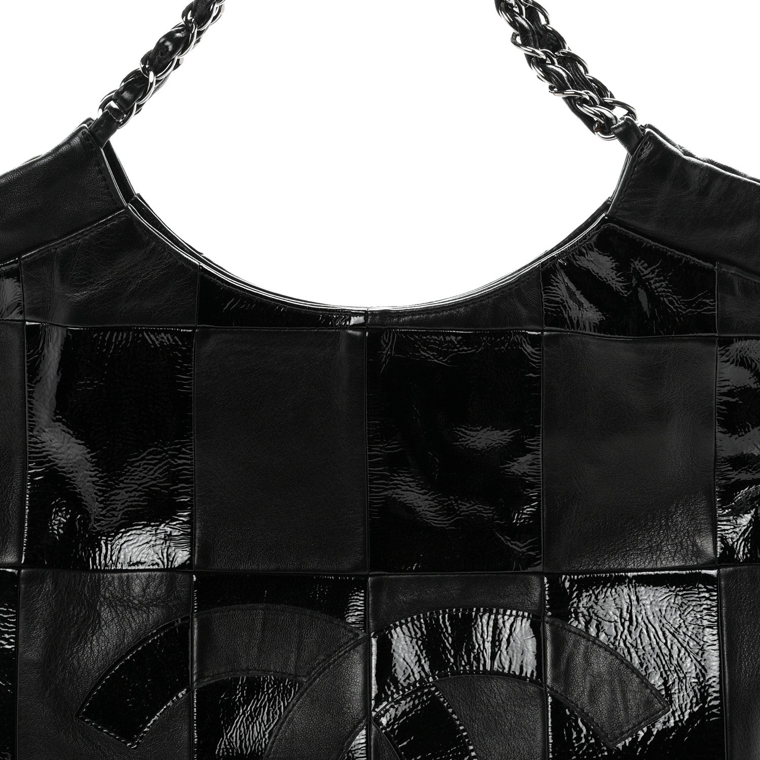 Chanel Patent Calfskin Patchwork Brooklyn Tote Black 8 of 10