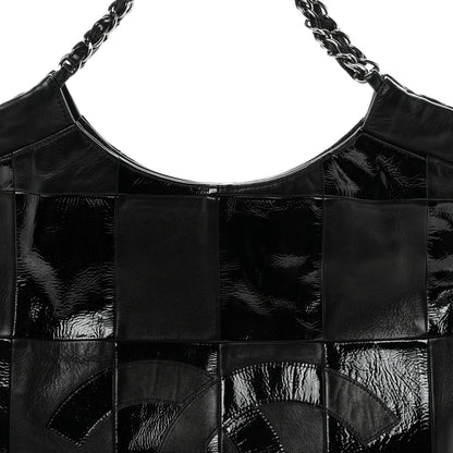 Chanel Patent Calfskin Patchwork Brooklyn Tote Black 8 of 10