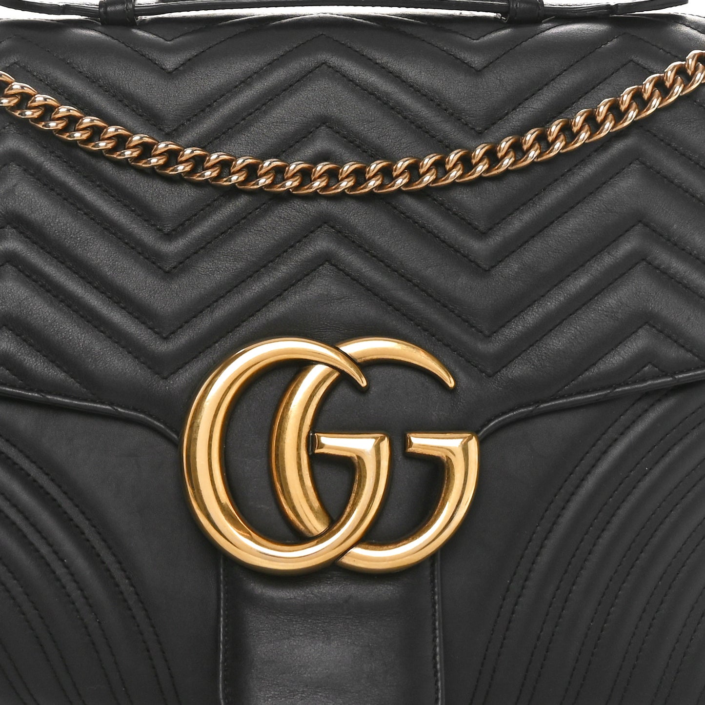 Calfskin Matelasse Maxi GG Marmont Top Handle Shoulder Bag Black
