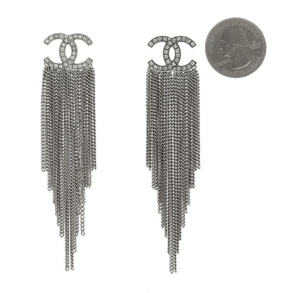Chanel Baguette Crystal CC Chain Drop Earrings Silver 2 of 4