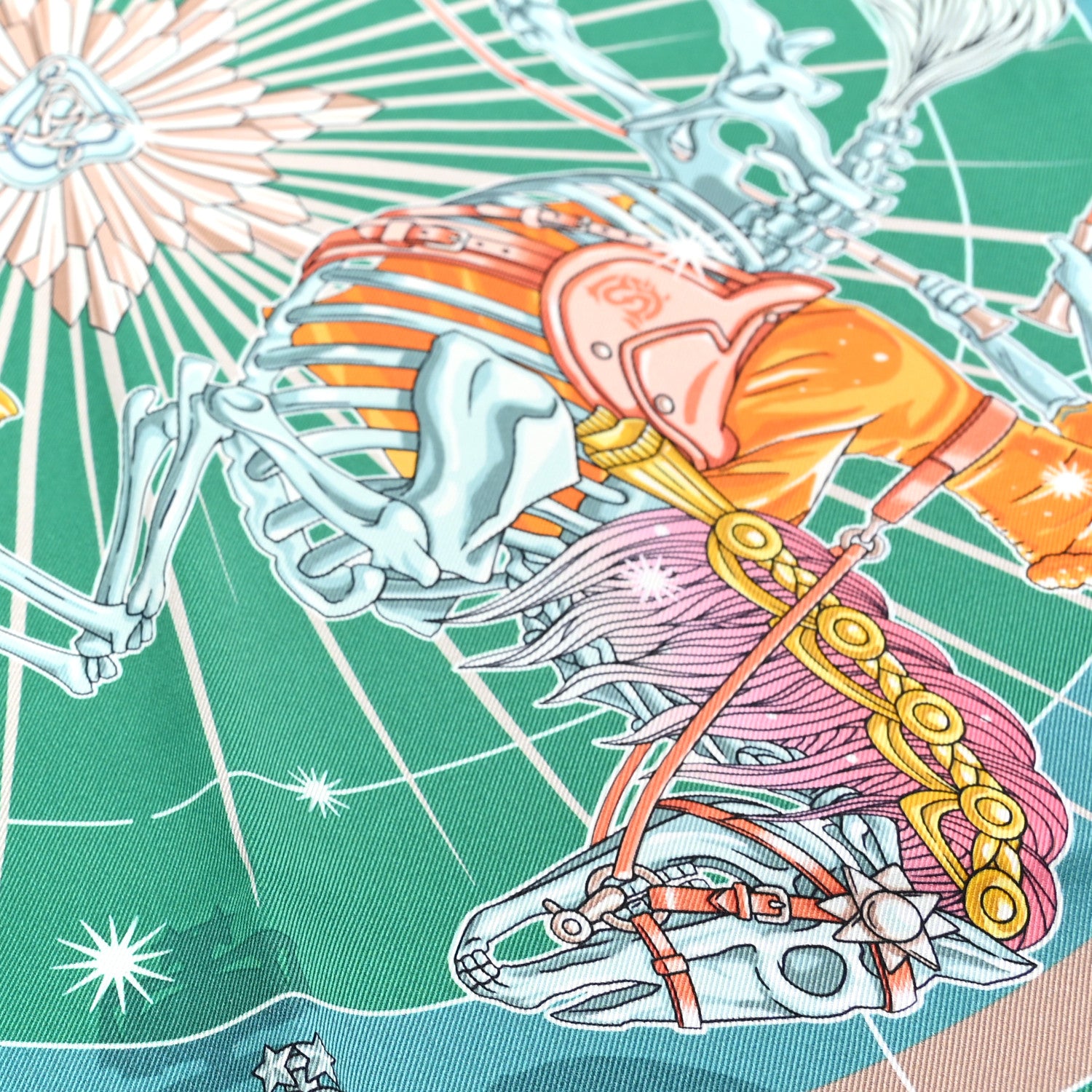 Hermes Silk Chorus Stellarum Scarf 70 Vert Vif Rose Multicolor 1 of 5