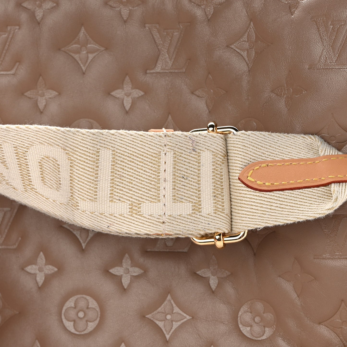 Lambskin Embossed Monogram Coussin MM Taupe