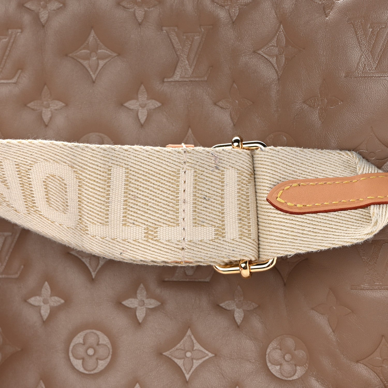 Louis Vuitton Lambskin Embossed Monogram Coussin MM Taupe 12 of 13