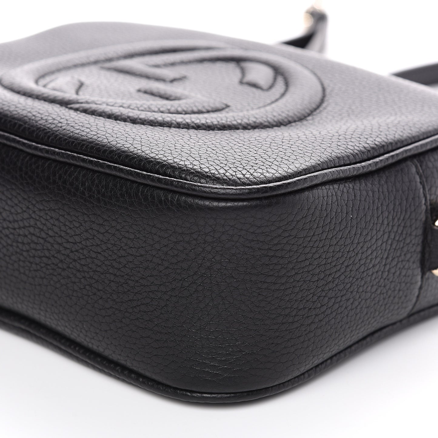 Pebbled Calfskin Small Soho Disco Bag Black