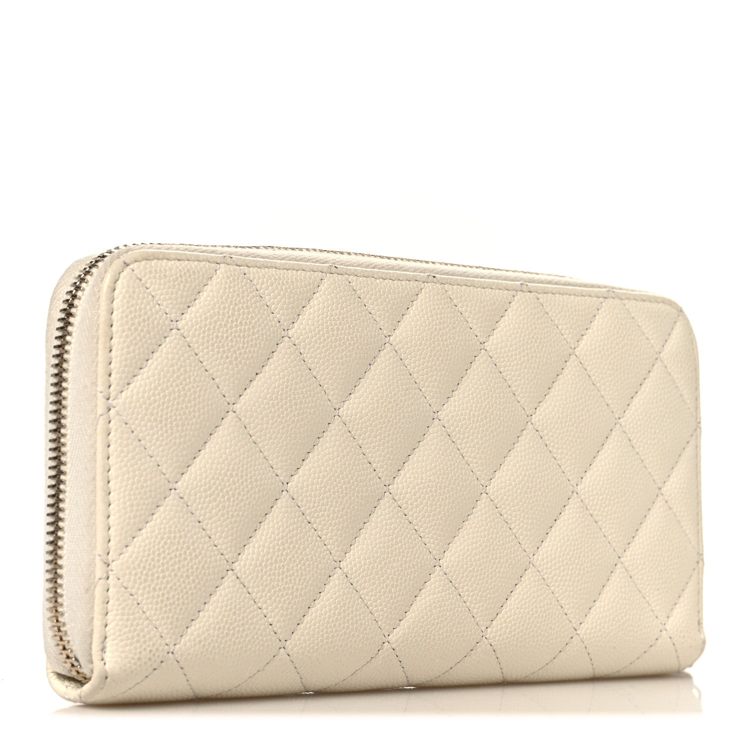 Chanel Caviar Quilted Large Gusset Zip Around Wallet White 3 of 8