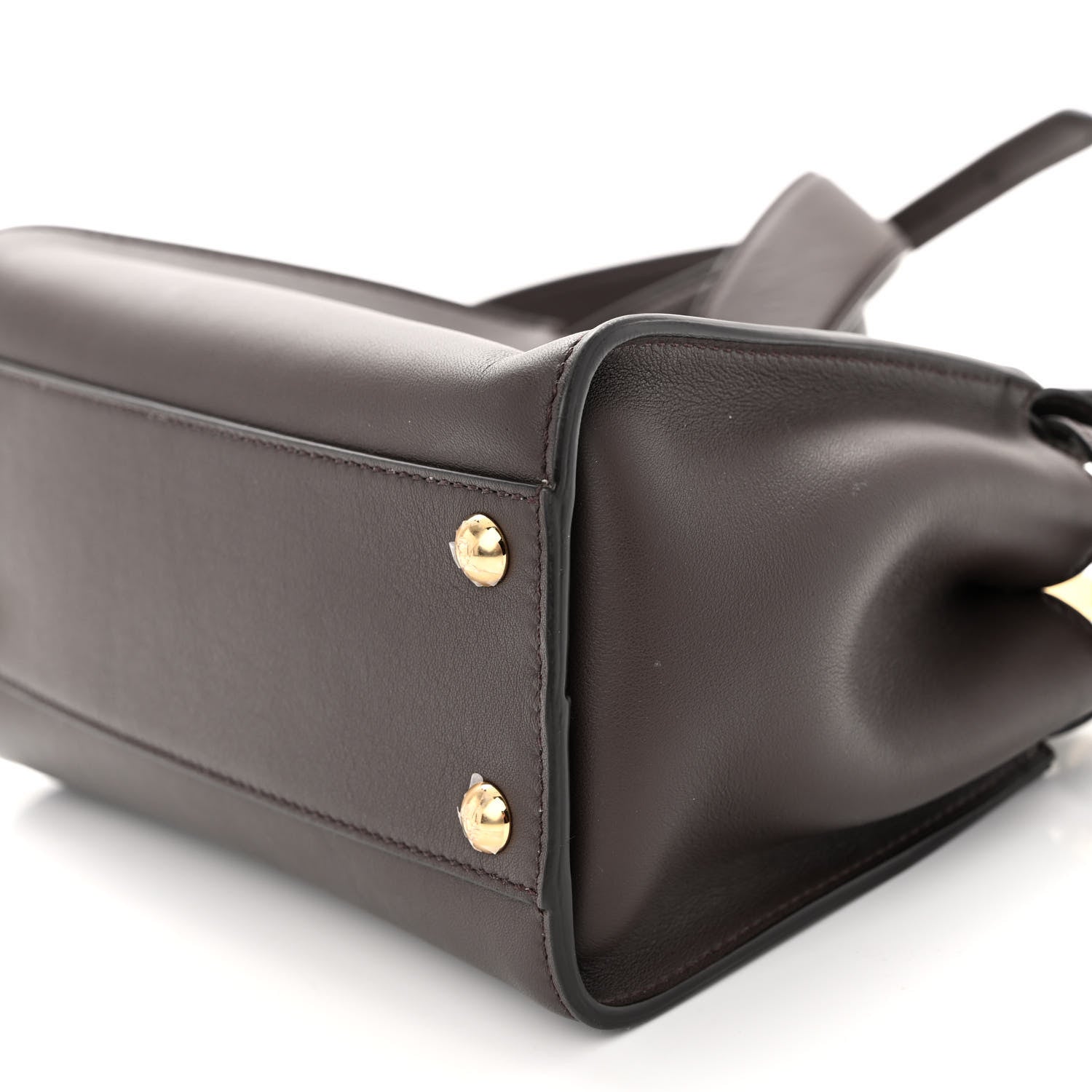 Fendi Vitello Seta Suede FF Mini Peekaboo Iconic Satchel Chocolate Sigaro Marrone 10 of 10