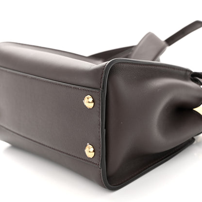 Fendi Vitello Seta Suede FF Mini Peekaboo Iconic Satchel Chocolate Sigaro Marrone 10 of 10