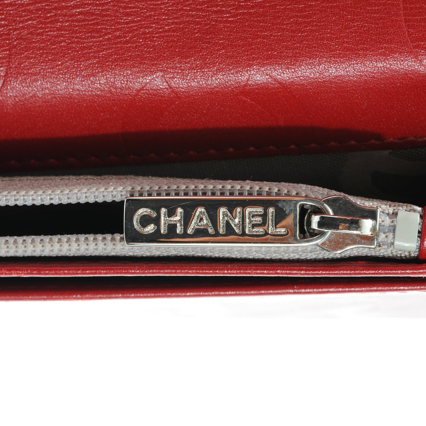 Calfskin Quilted Cambon Yen Wallet Red