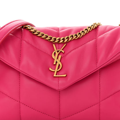 Saint Laurent Lambskin Quilted Toy Loulou Puffer Monogram Chain Satchel Bubblegum 8 of 11