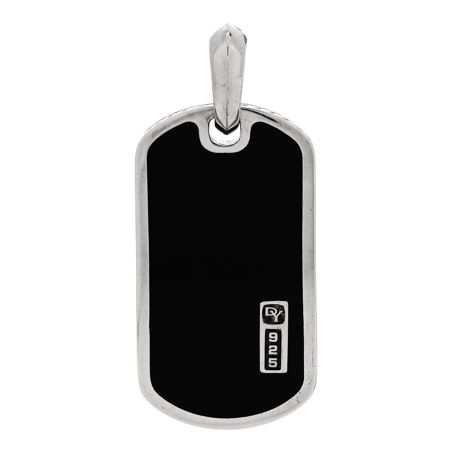 Sterling Silver Black Onyx Dog Tag Pendant