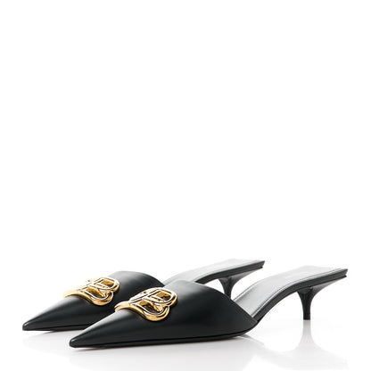 Balenciaga Soft Nappa BB Square Knife Pointed Toe 40mm Mules 37.5 Black 3 of 9
