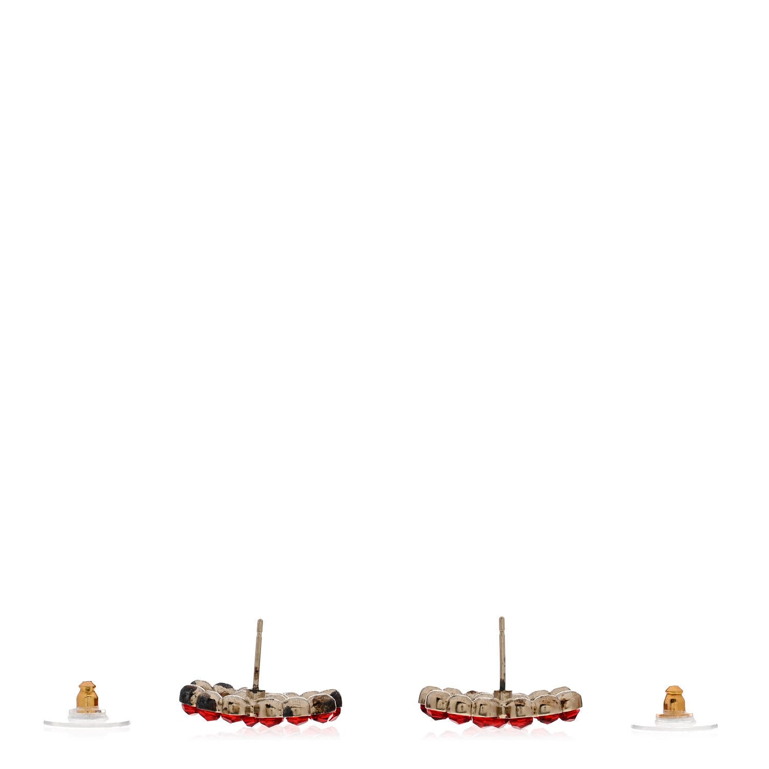 Chanel Crystal CC Earrings Red Gold 3 of 6