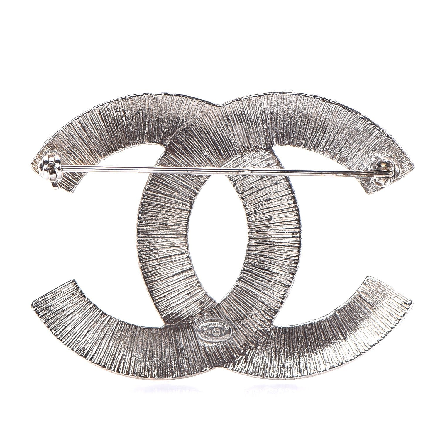 Chanel Baguette Crystal CC Brooch Silver 3 of 5