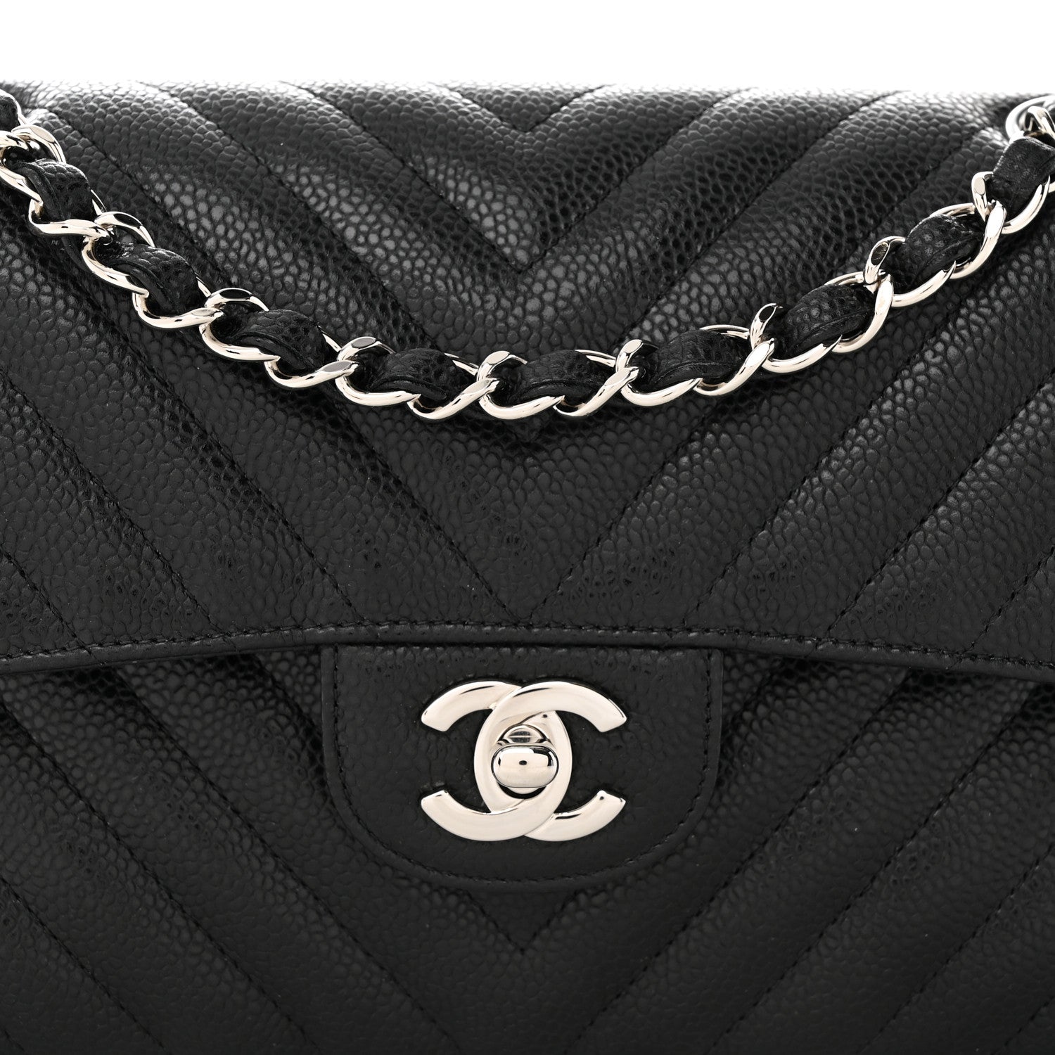 Chanel Caviar Chevron Quilted Small Double Flap Black 8 of 11