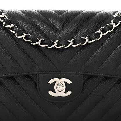 Chanel Caviar Chevron Quilted Small Double Flap Black 8 of 11